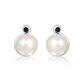 Nona S Pearl and Smoky Quartz stříbrné náušnice s perlou a kamenem quartz