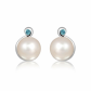 Nona S Pearl and Blue Topaz stříbrné náušnice s perlou a modrým topazem