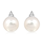 Januba S Pearl and White Topaz stříbrné náušnice s perlou a bílým topazem