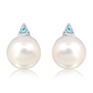 Januba S Pearl and Blue Topaz stříbrné náušnice s perlou a modrým topazem