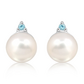 Januba S Pearl and Blue Topaz stříbrné náušnice s perlou a modrým topazem