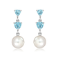 Avenia S Pearl and Blue Topaz stříbrné náušnice s perlou a modrým topazem