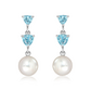 Avenia S Pearl and Blue Topaz stříbrné náušnice s perlou a modrým topazem