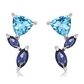 Redones S Blue Topaz stříbrné náušnice s modrým topazem a Iolitem