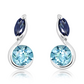 Amila S Blue Topaz stříbrné náušnice s modrým topazem a Iolitem