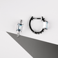 Auralis Blue stříbrné náušnice s bílými a modrými zirkony
