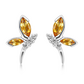Wave Golden Citrine + White Topaz - stříbrné náušnice s citrínem a bílým topazem
