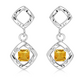 Womb Golden Citrine - stříbrné náušnice s citrínem