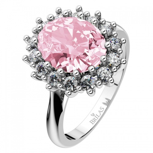 Megan P White - výjimečný zásnubní prsten z bílého zlata a růžovým zirkonem