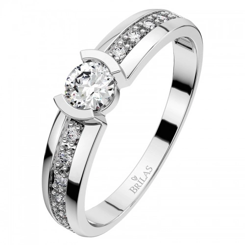 Ivone White - zlatý prsten zdobený kamínky