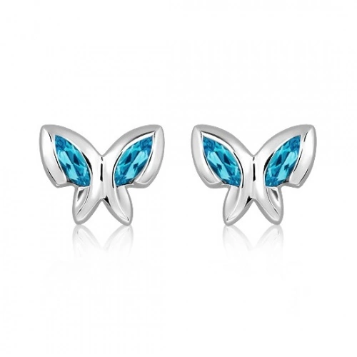 Edin S Swiss Blue Topaz - stříbrné náušnice s modrým topazem