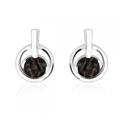 Elka S Smoky Quartz - stříbrné náušnice s quartzem