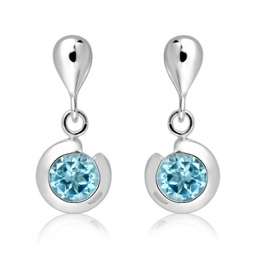 Vajana S Blue Topaz - stříbrné náušnice s modrým topazem