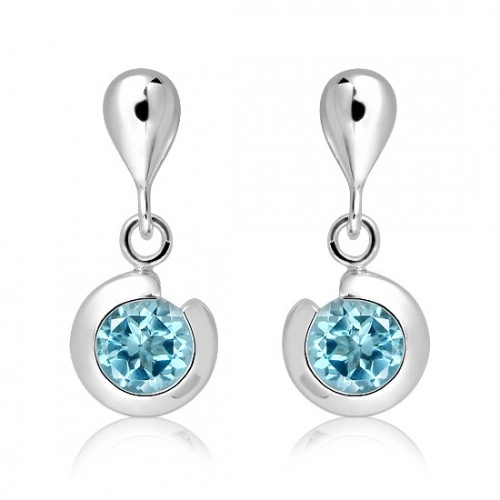 Vajana S Blue Topaz - stříbrné náušnice s modrým topazem