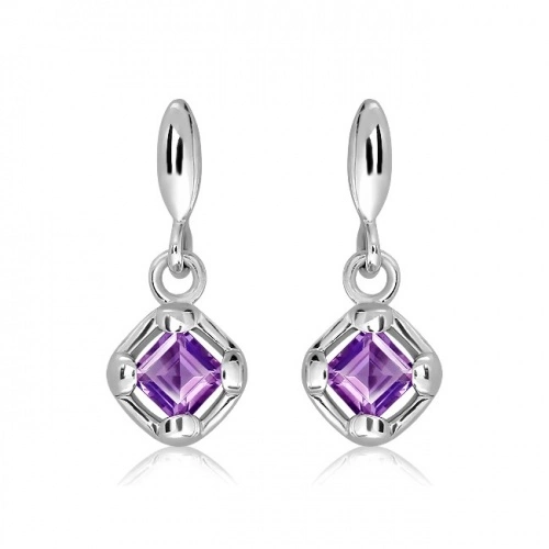 Lam S Amethyst - stříbrné náušnice s ametystem