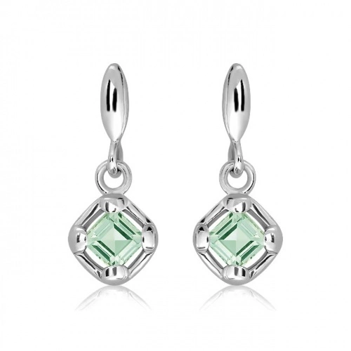 Lam S Green Amethyst - stříbrné náušnice se zeleným ametystem