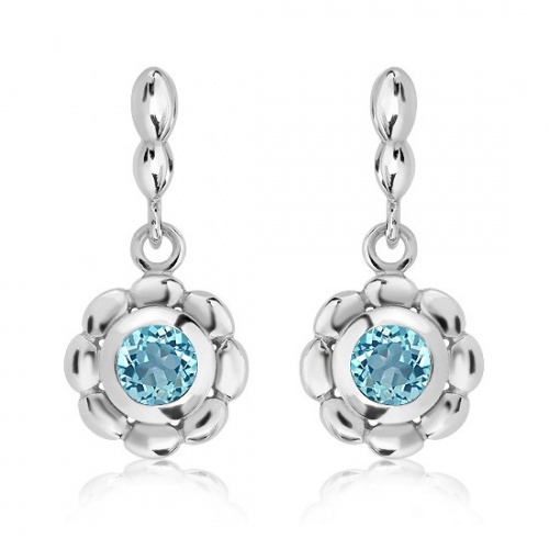 Lidka S Blue Topaz - stříbrné náušnice s modrým topazem