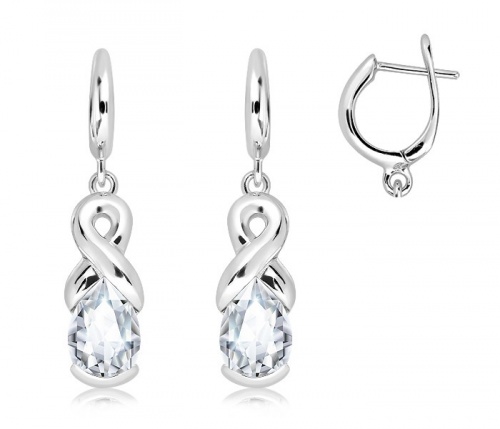 Man S White Topaz - stříbrné náušnice s bílým topazem