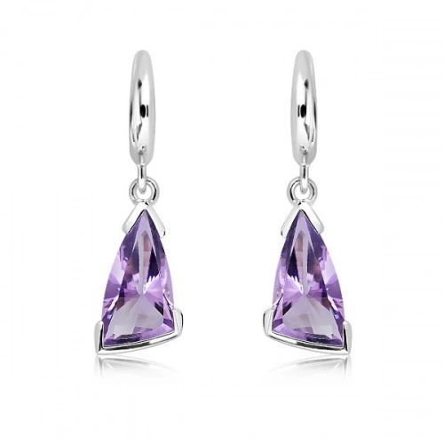 Myra S Amethyst - stříbrné náušnice s ametystem