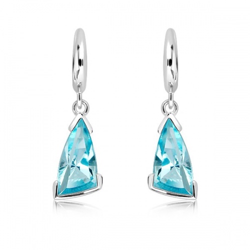 Myra S Blue Topaz - stříbrné náušnice s modrým topazem