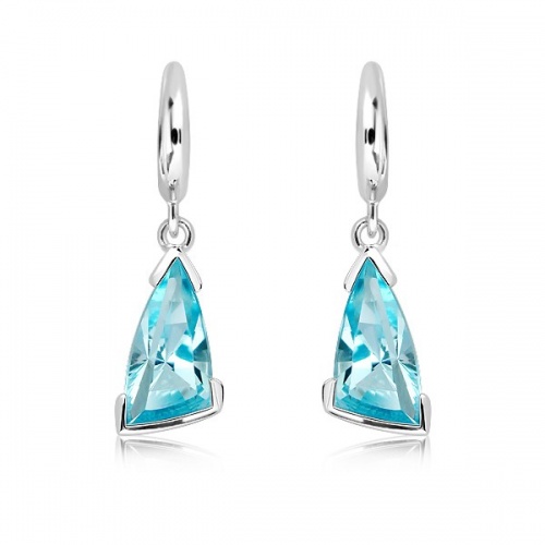 Myra S Blue Topaz - stříbrné náušnice s modrým topazem