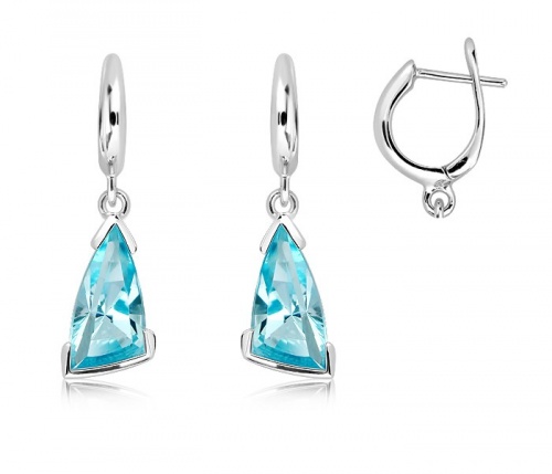 Myra S Blue Topaz - stříbrné náušnice s modrým topazem