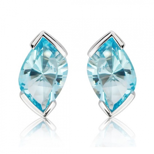 Elim S Blue Topaz - stříbrné náušnice s modrým topazem