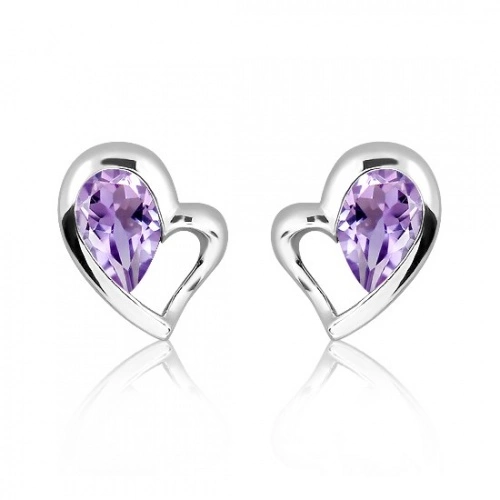 Fatma S Amethyst - stříbrné náušnice s ametystem