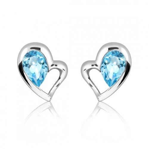 Fatma S Blue Topaz - stříbrné náušnice s modrým topazem