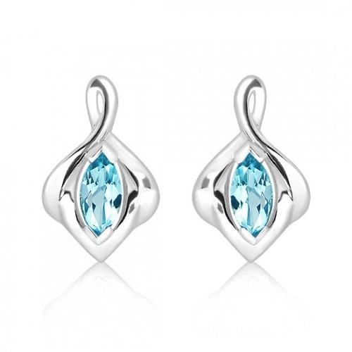 Amina S Blue Topaz - stříbrné náušnice s modrým topazem