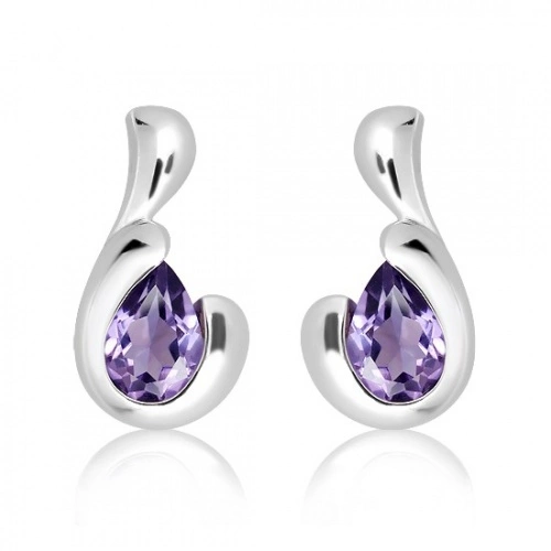 Bibiana S Amethyst - stříbrné náušnice s ametystem