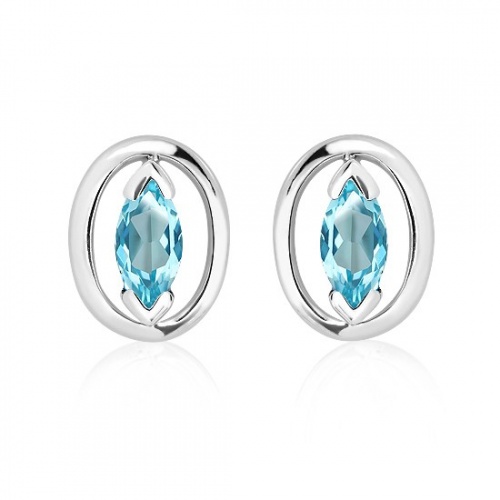 Ivica S Blue Topaz - stříbrné náušnice s modrým topazem
