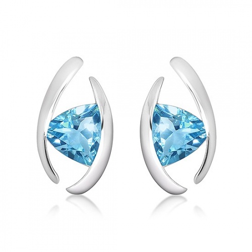 Bojana S Blue Topaz - stříbrné náušnice s modrým topazem