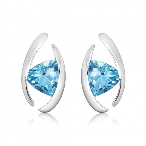 Bojana S Blue Topaz - stříbrné náušnice s modrým topazem