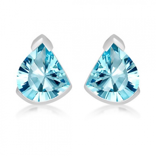 Nazar S Blue Topaz - stříbrné náušnice s modrým topazem