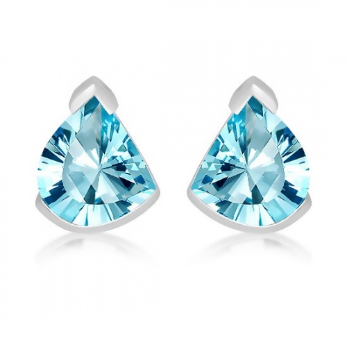 Nazar S Blue Topaz - stříbrné náušnice s modrým topazem