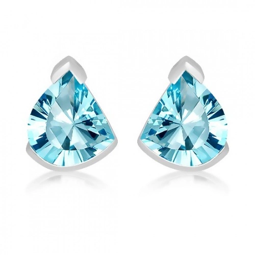 Nazar S Blue Topaz - stříbrné náušnice s modrým topazem