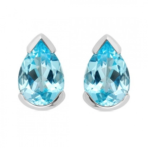 Neda S Blue Topaz - stříbrné náušnice s modrým topazem