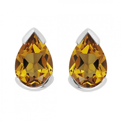 Neda S Cognac Quartz - stříbrné náušnice s kamenem quartz