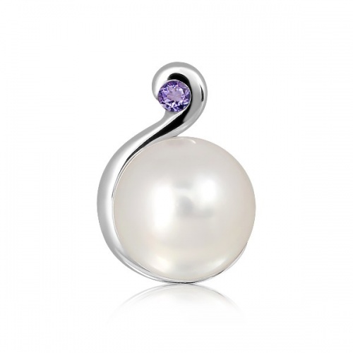 Nano S Pearl and Amethyst - stříbrný přívěsek s perlou a ametystem