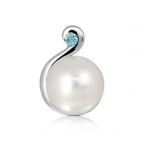 Nano S Pearl and Blue Topaz - stříbrný přívěsek s perlou a modrým topazem