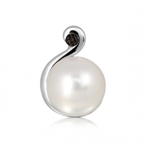 Nano S Pearl and Smoky Quartz - stříbrný přívěsek s perlou a kamenem quartz
