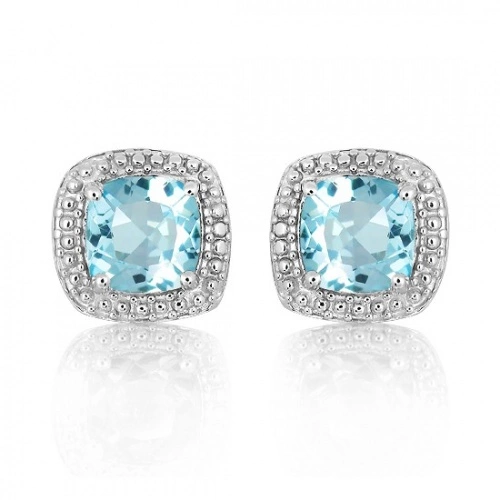 Rafal S Blue Topaz - stříbrné náušnice s modrým topazem