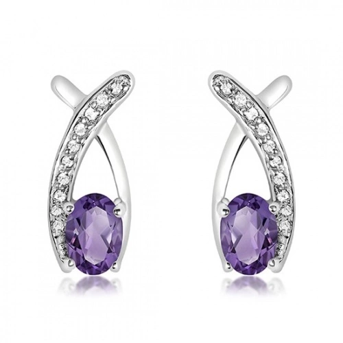 Ranko S Amethyst - stříbrné náušnice s ametystem