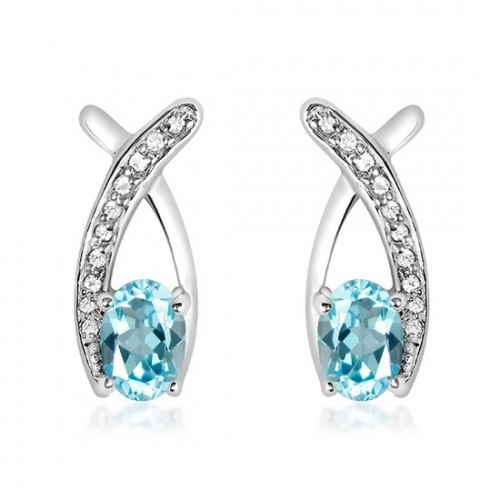 Ranko S Blue Topaz - stříbrné náušnice s modrým topazem