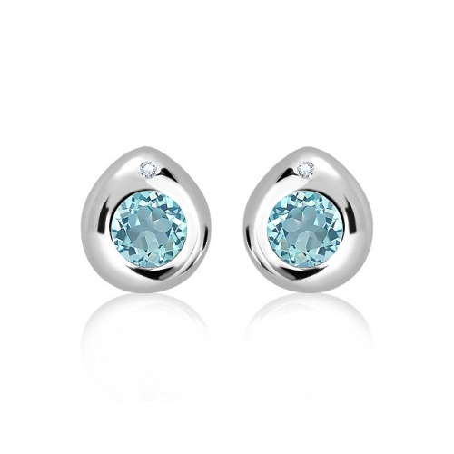 Sana S Blue and White Topaz - stříbrné náušnice s modrým a bílým topazem