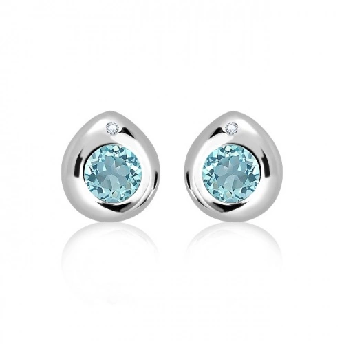 Sana S Blue and White Topaz - stříbrné náušnice s modrým a bílým topazem