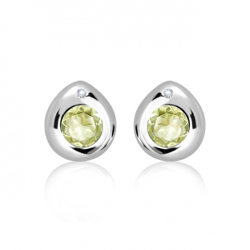Sana S Lemon Citrine and White Topaz - stříbrné náušnice s citrínem a bílým topazem