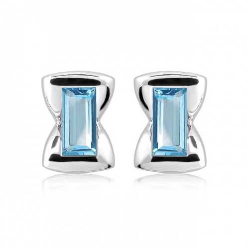 Ada S Blue Topaz - stříbrné náušnice s modrým topazem