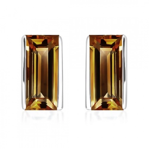 Adi S Cognac Quartz - stříbrné náušnice s quartzem
